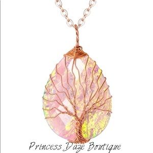 Tree Of‎ Life Wire Wrapped Rose Gold Necklace